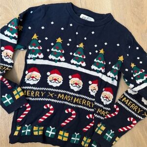 H&M Navy Christmas Sweater with Festive Patterns